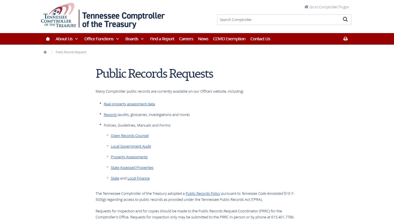 Public Records Requests - Tennessee