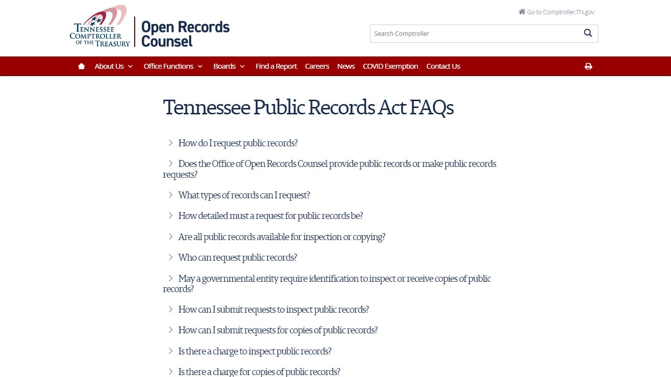 Tennessee Public Records Act FAQs